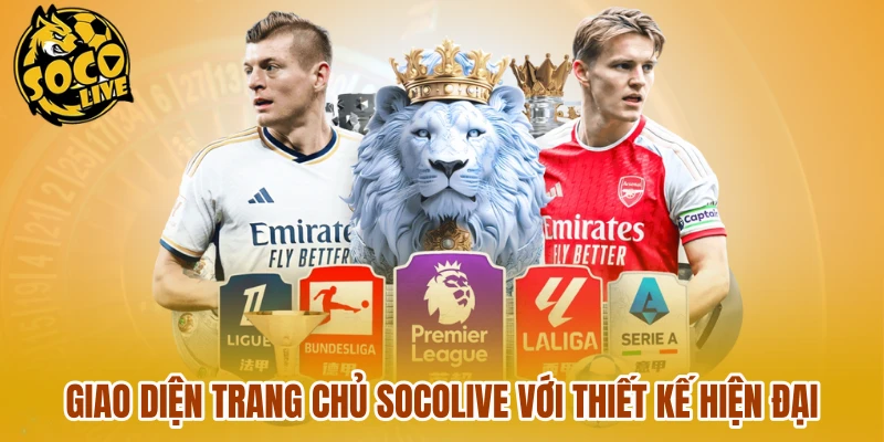 Giao diện trang chủ Socolive với thiết kế hiện đại